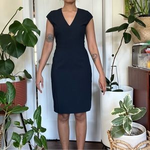Ann Taylor Navy V-Neck Sheath Dress | US 00